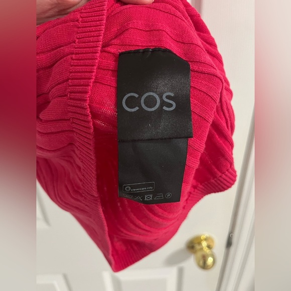 COS Ribbed Knit Silk T-Shirt Top Fuschia Hot Pink - Picture 2 of 9